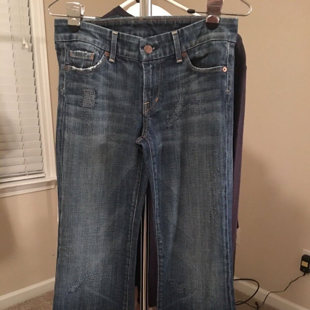 Citizens of Humanity Jeans Dunaway low waist full leg in Riviera Blue sz 28